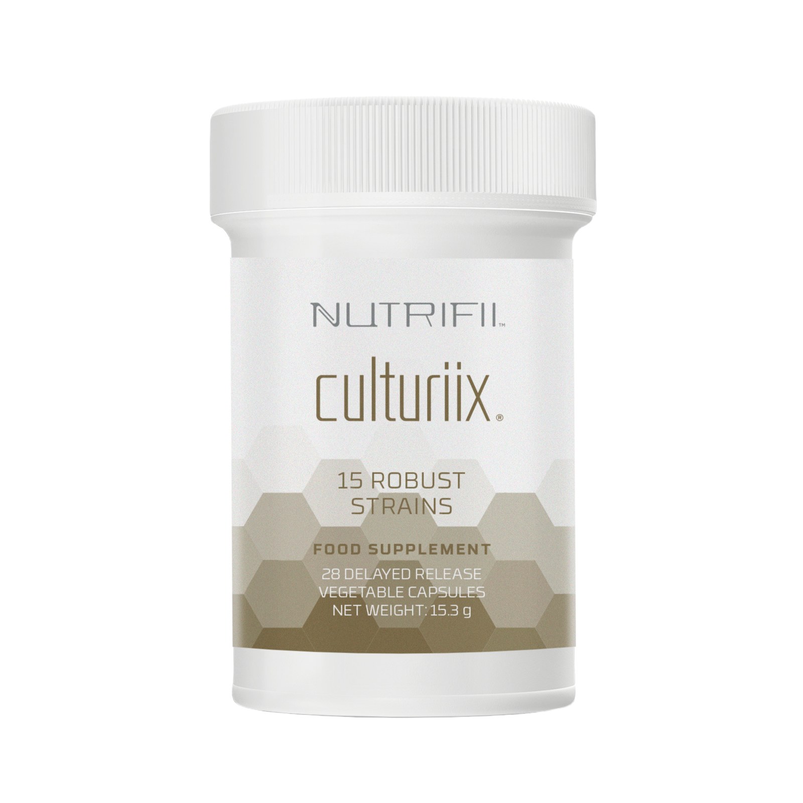Nutrifii Culturiix — 15 robust strains, 28 delayed release vegetable capsules